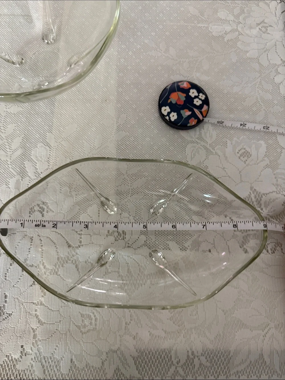 Vintage Anchor Hocking Swedish Modern Clear Glass Bowls Set of 3 Mid-Century